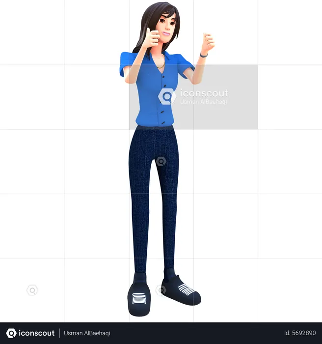 Businesswoman showing double thumb up  3D Illustration