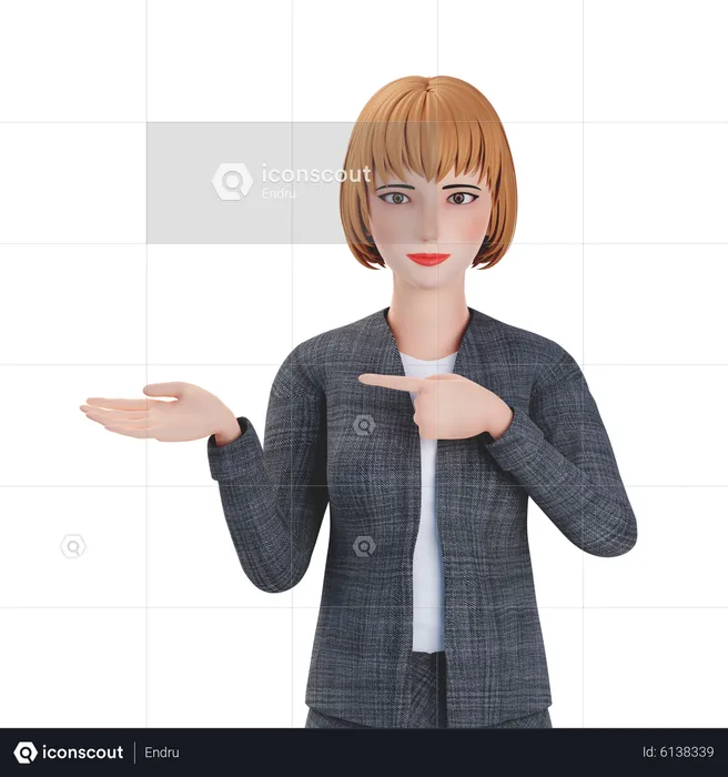 Businesswoman showing left gesture  3D Illustration