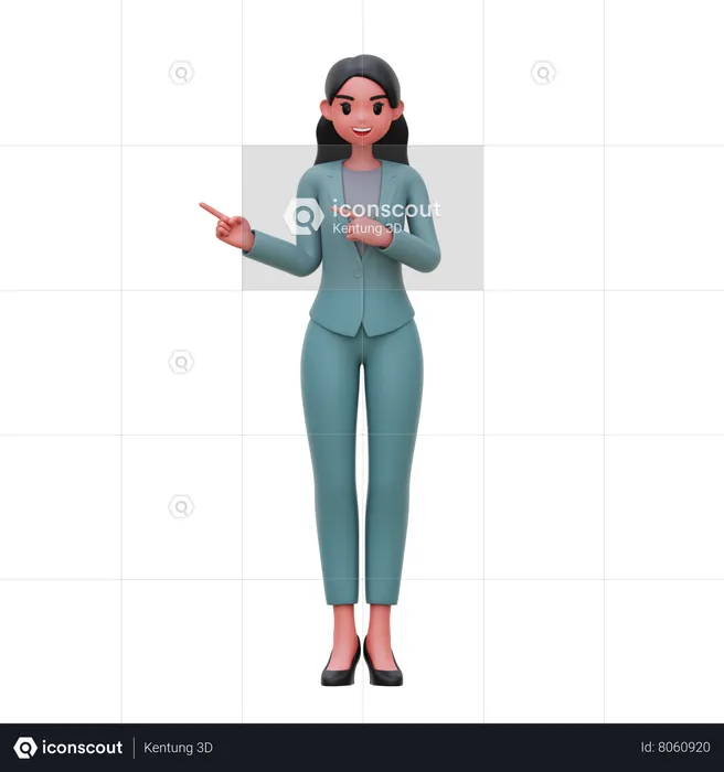 Businesswoman showing left sife  3D Illustration