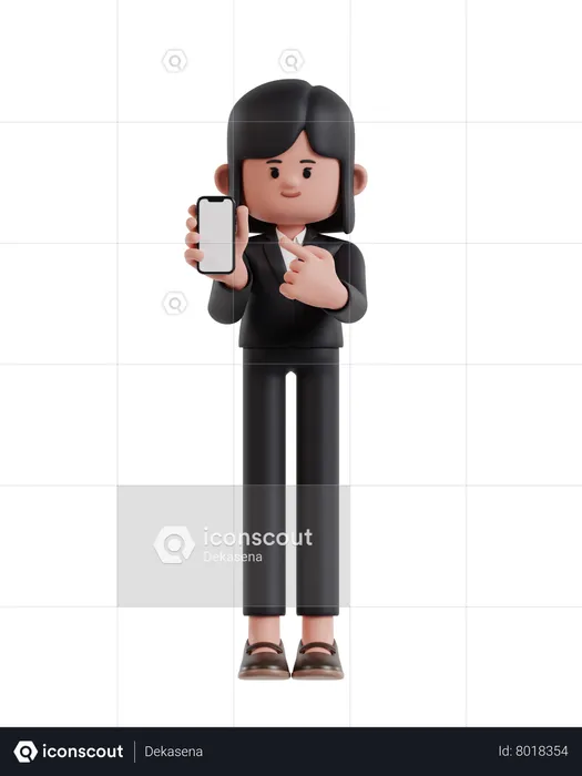 Businesswoman Showing Mobile Screen  3D Illustration