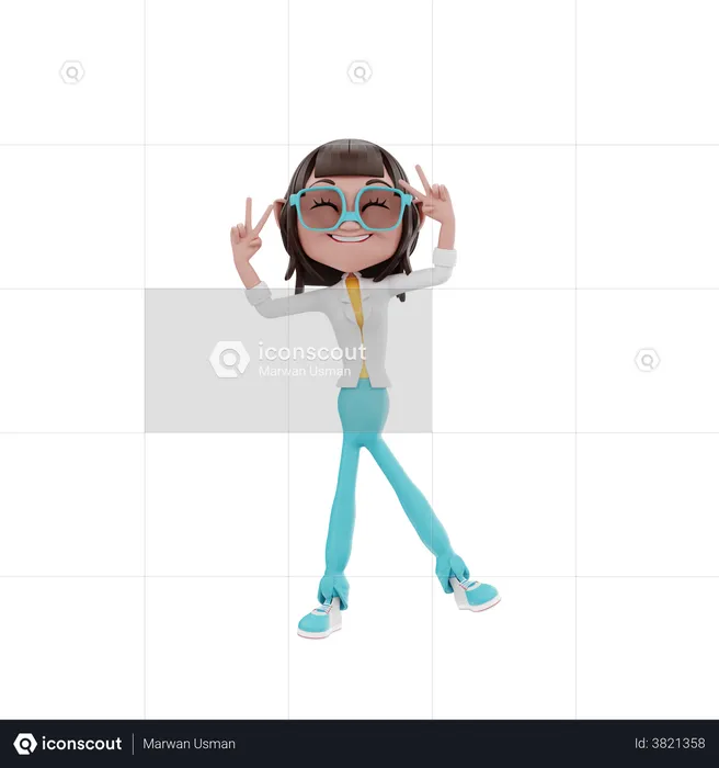 Businesswoman showing Peaceful gesture  3D Illustration