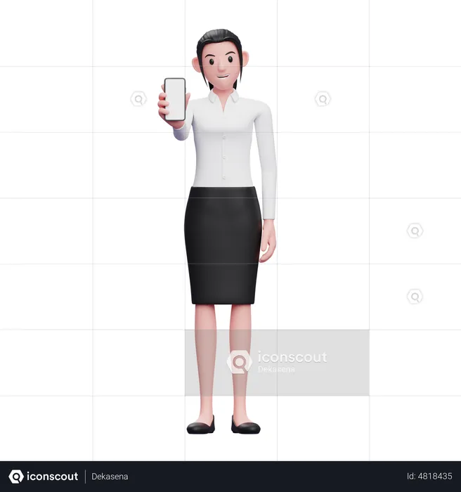 Businesswoman showing phone screen  3D Illustration