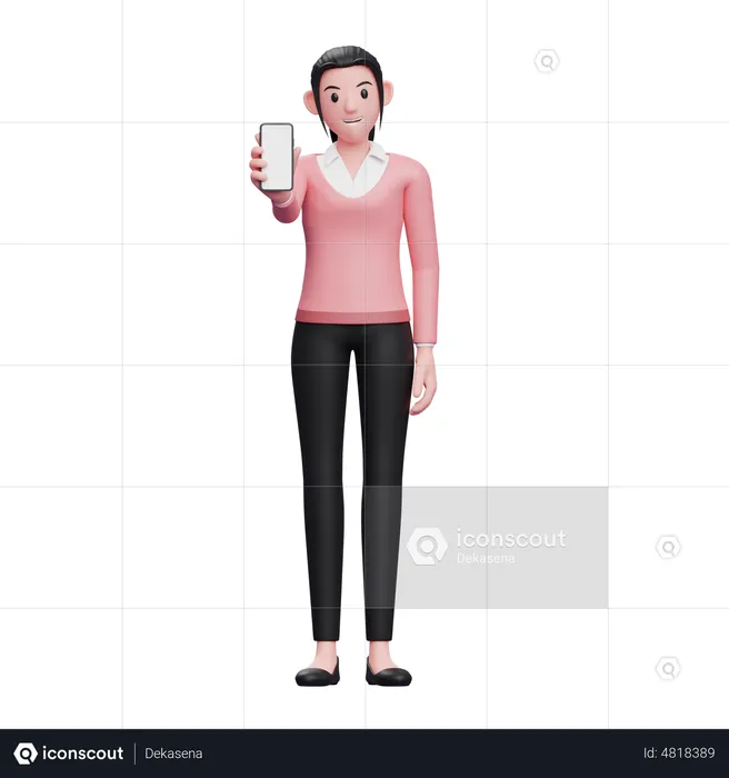Businesswoman showing phone screen  3D Illustration