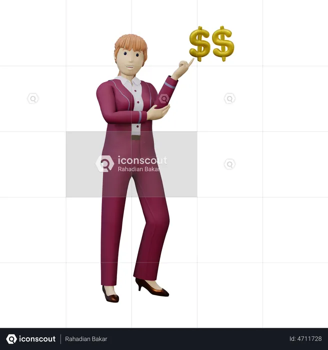 Businesswoman showing profit  3D Illustration