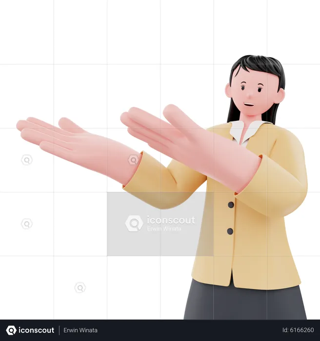 Woman indicating something 3D Illustration download in PNG, OBJ or