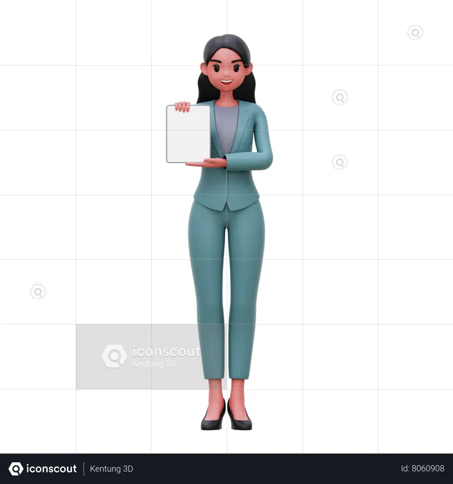 Businesswoman showing tablet screen  3D Illustration