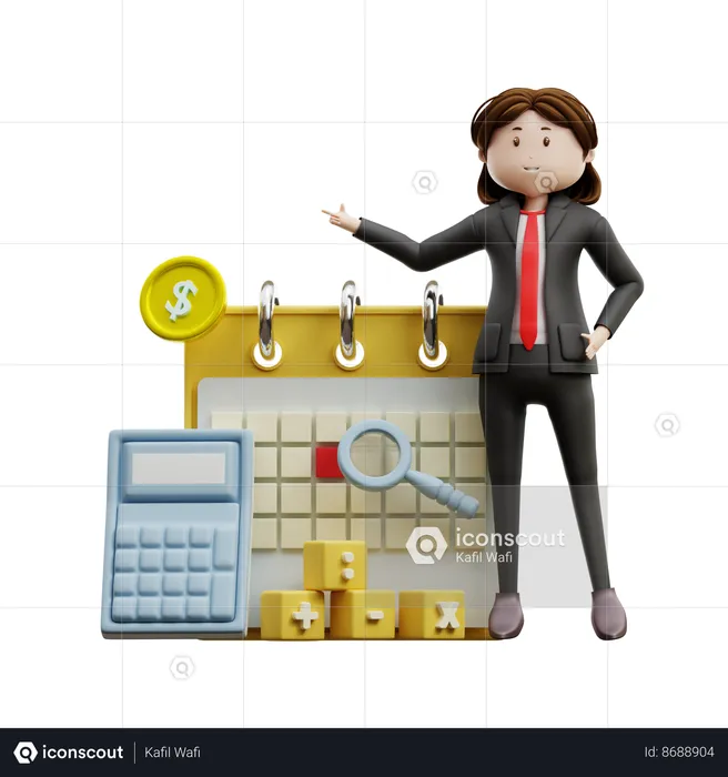 Businesswoman Showing Tax Day  3D Illustration