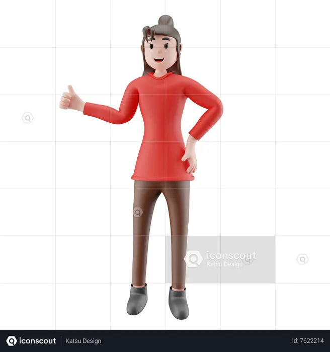 Businesswoman Showing Thumbs Up  3D Illustration