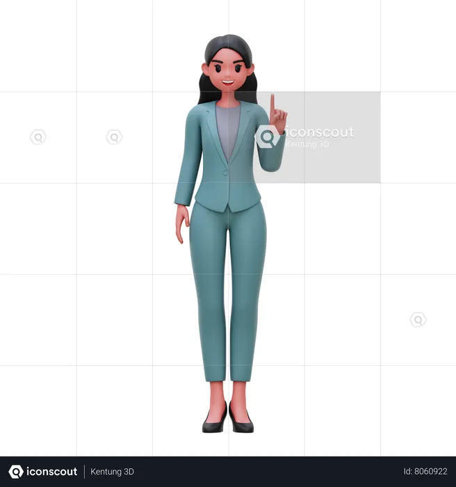 Businesswoman showing up finger gesture  3D Illustration