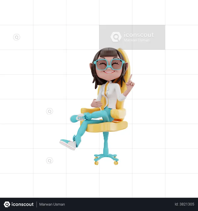 Businesswoman sitting in the office chair  3D Illustration