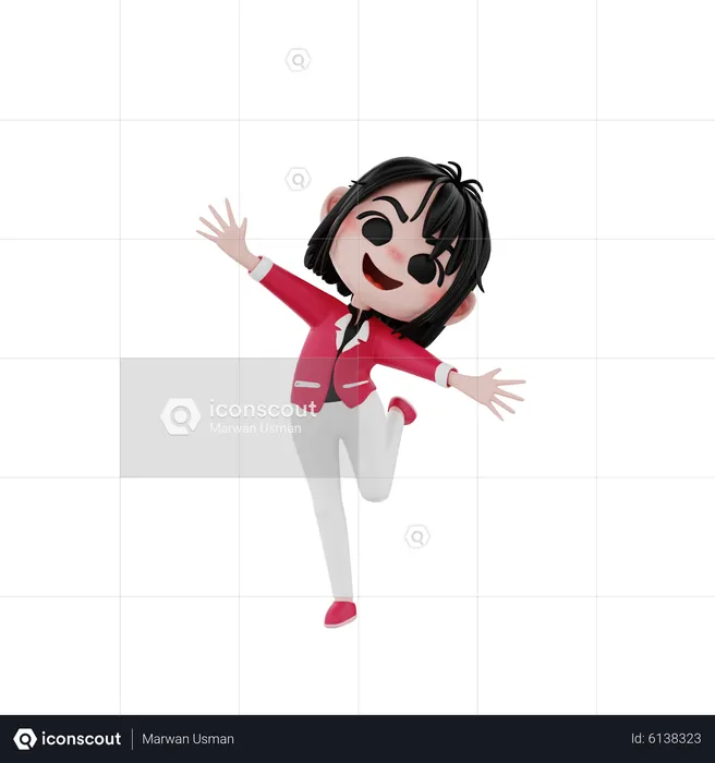 Businesswoman spreading arms wide open  3D Illustration