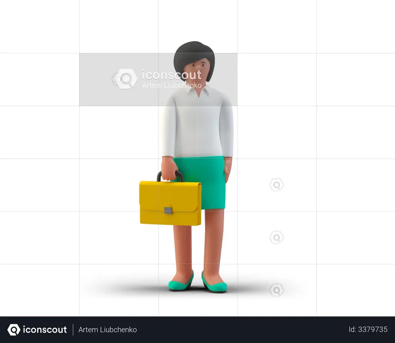Businesswoman standing with briefcase  3D Illustration
