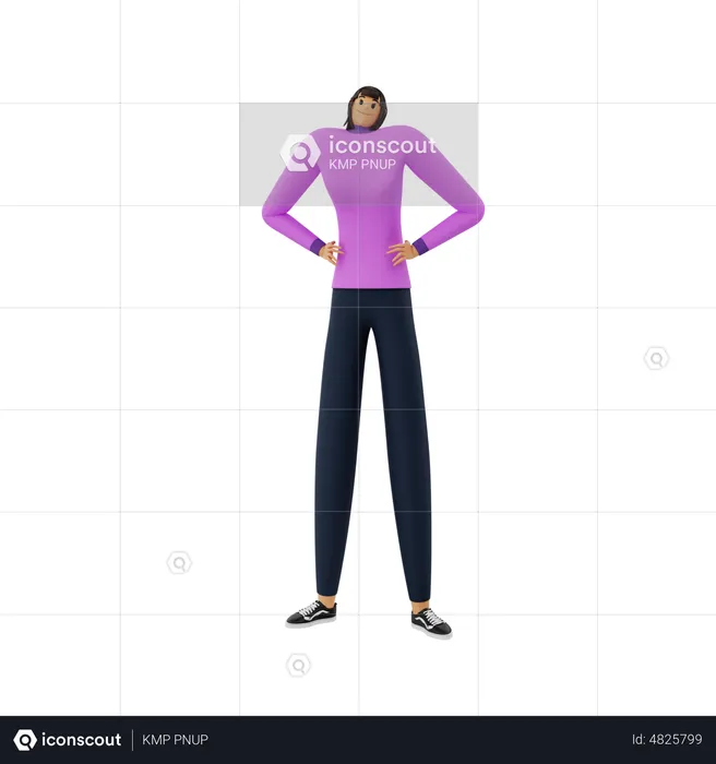 Businesswoman standing with hands on waist  3D Illustration