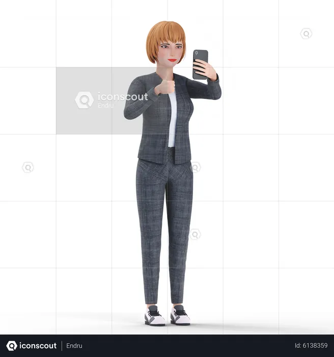 Businesswoman take selfie photo  3D Illustration