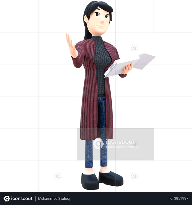 Businesswoman teaching report  3D Illustration