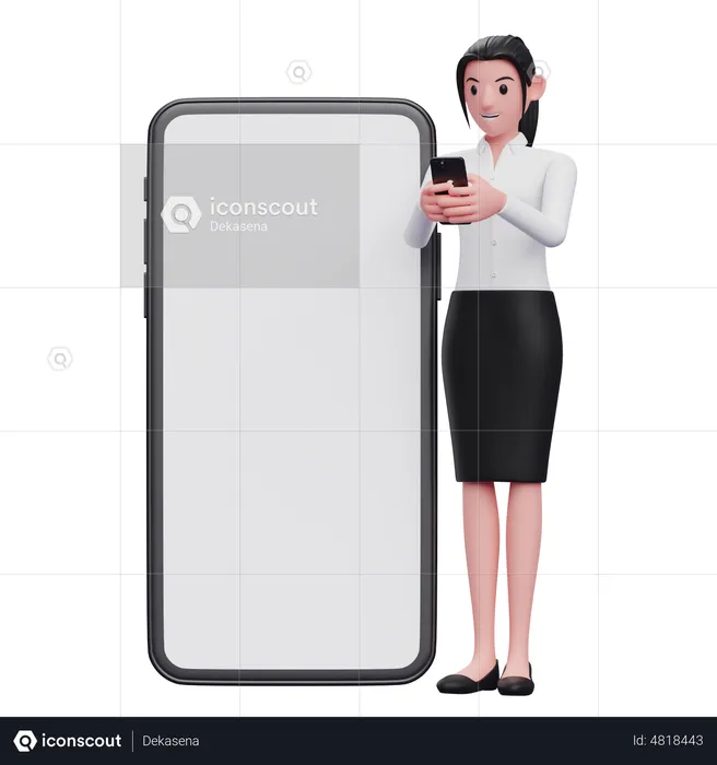 Businesswoman texting on phone  3D Illustration