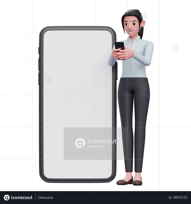 Businesswoman texting on phone  3D Illustration