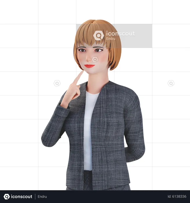 Businesswoman thinking pose  3D Illustration