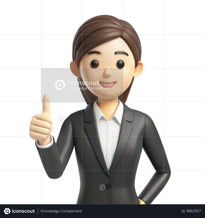 Businesswoman Thumbs Up  3D Icon