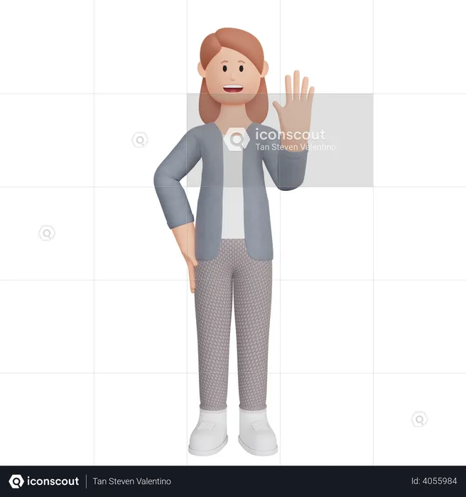 Businesswoman waving his hand  3D Illustration