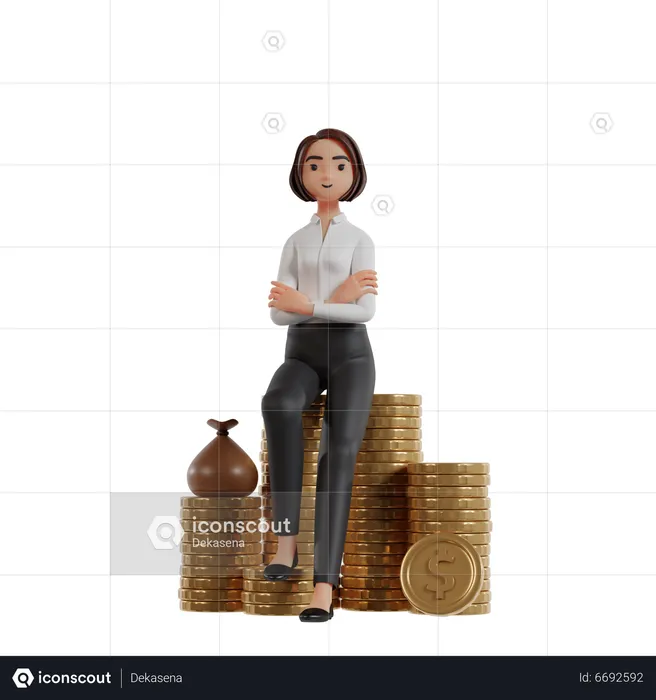 Businesswoman With Capital Investment  3D Illustration