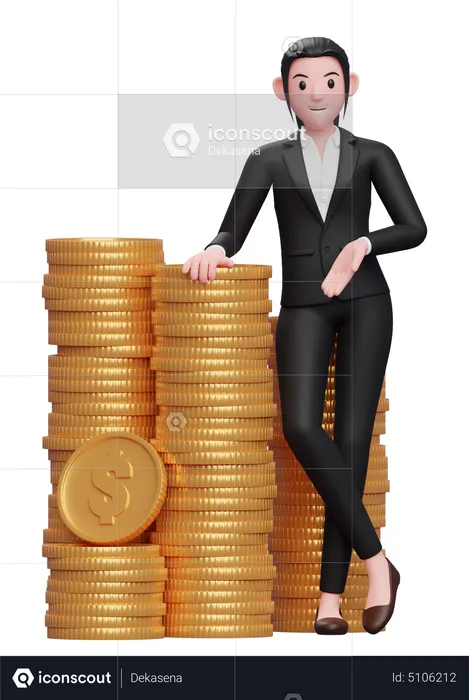 Businesswoman with lots of capital  3D Illustration