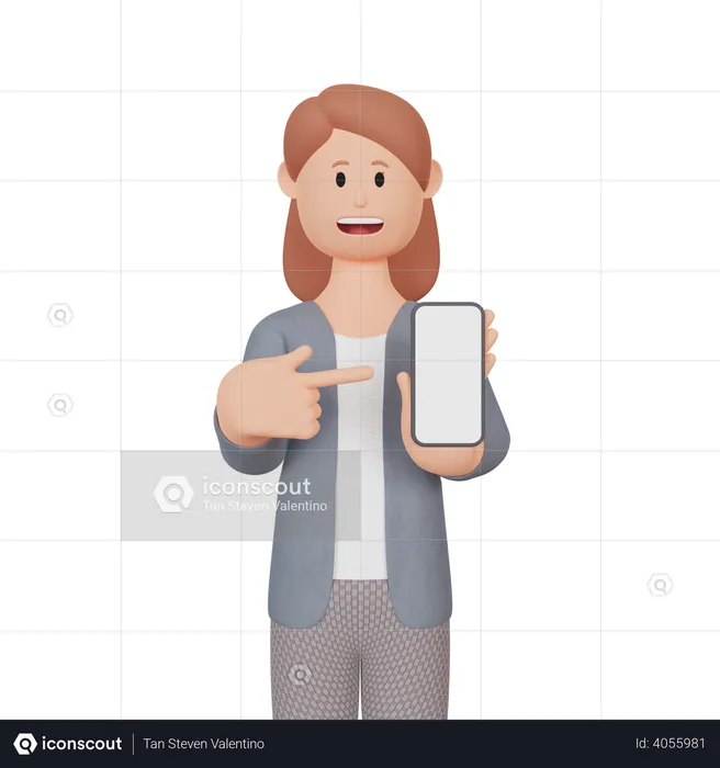 Businesswoman with smartphone with blank screen  3D Illustration