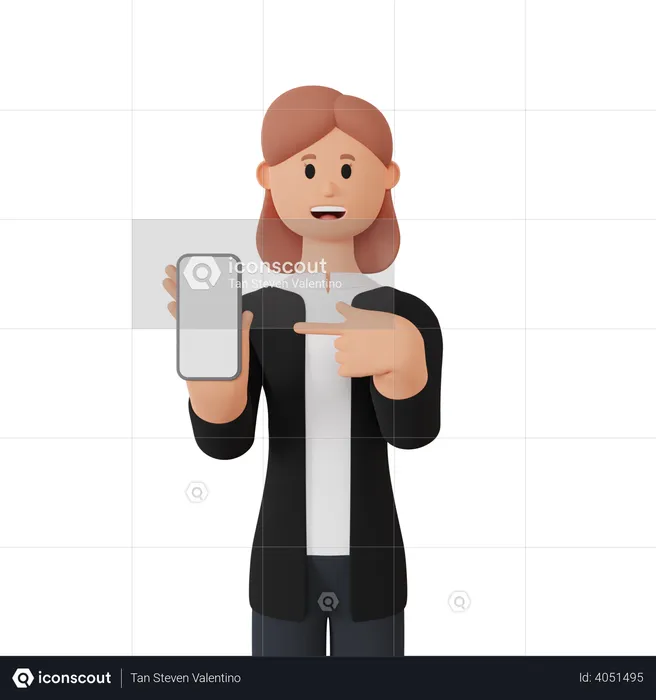 Businesswoman with smartphone with blank screen  3D Illustration