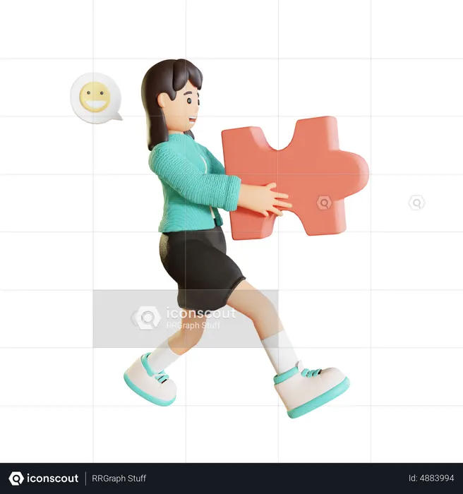 Businesswoman With Solution  3D Illustration