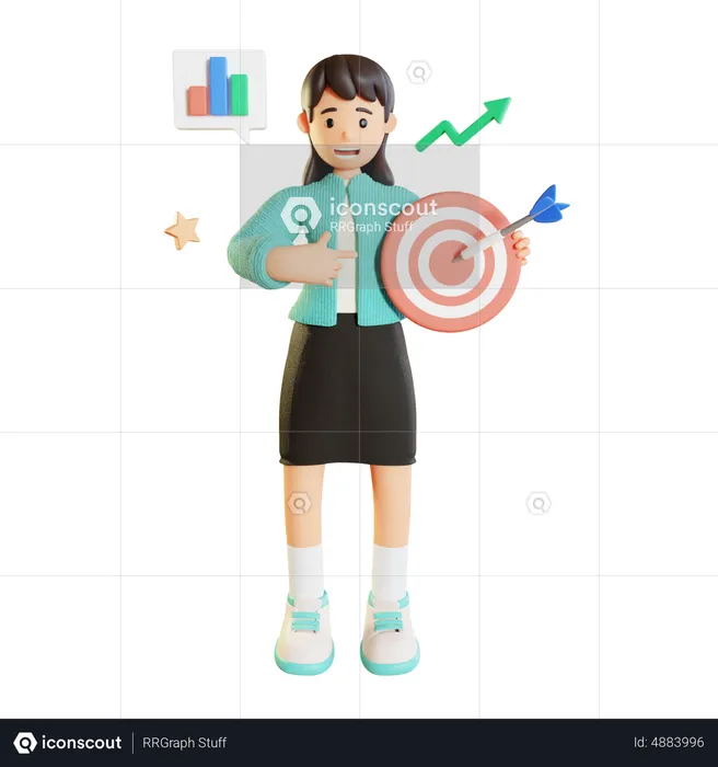 Businesswoman With Target  3D Illustration