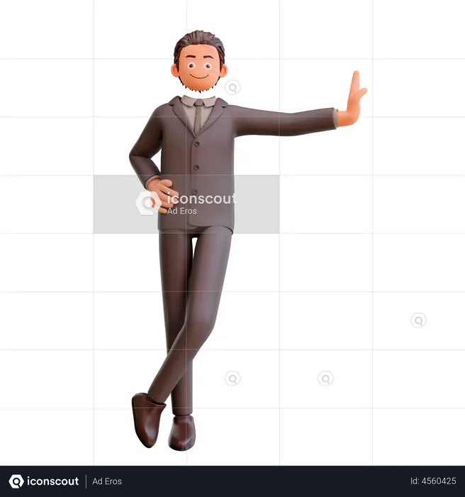 Bussinesman character acting cool  3D Illustration