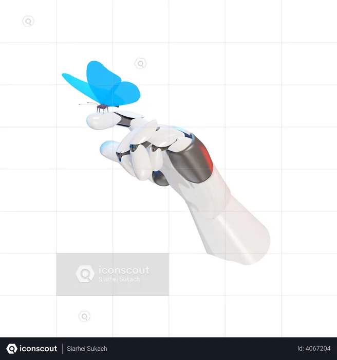 Butterfly Holding Hand Gesture  3D Illustration