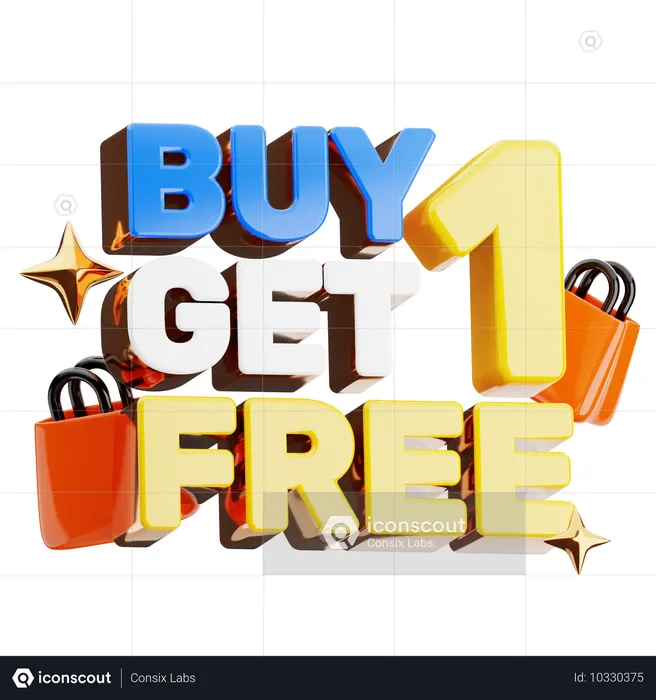 Buy 1 Get 1 Free  3D Icon