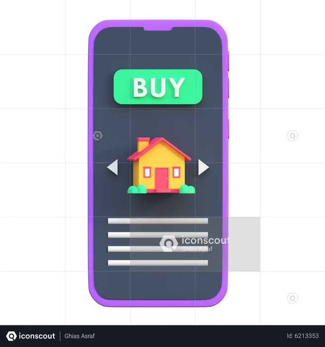 Buy House In Smartphone  3D Icon