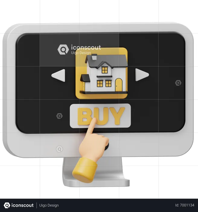Buy House In Website  3D Icon