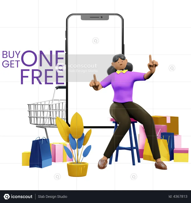 Buy one get one free offer  3D Illustration