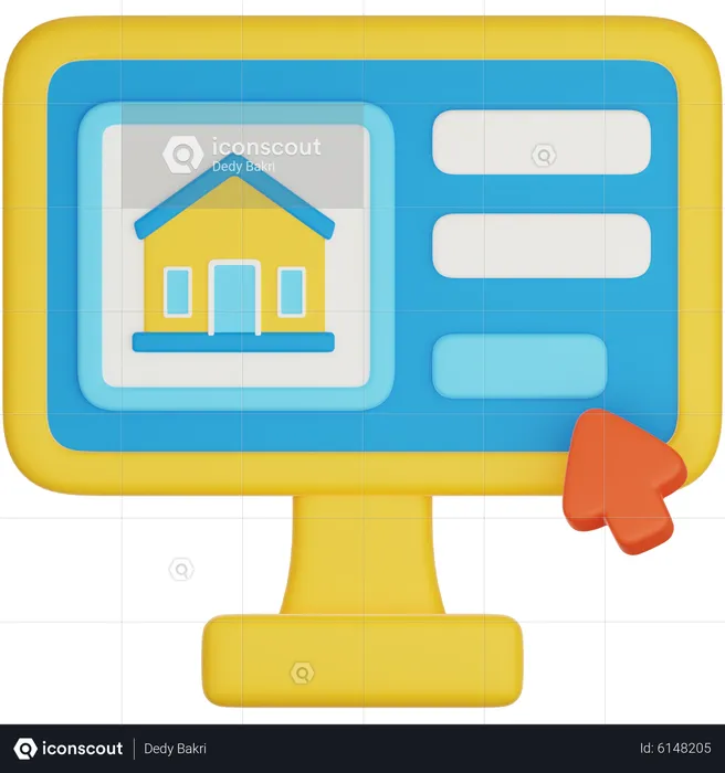 Buying House Online  3D Icon