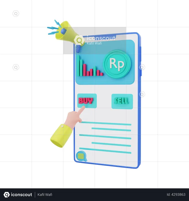 Buying Rupiah on mobile  3D Illustration