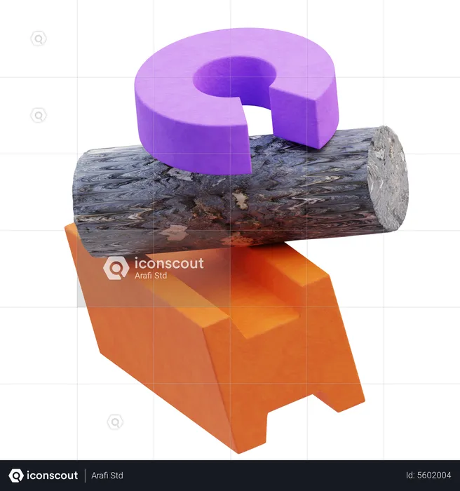 C and wood Abstract Shape  3D Icon