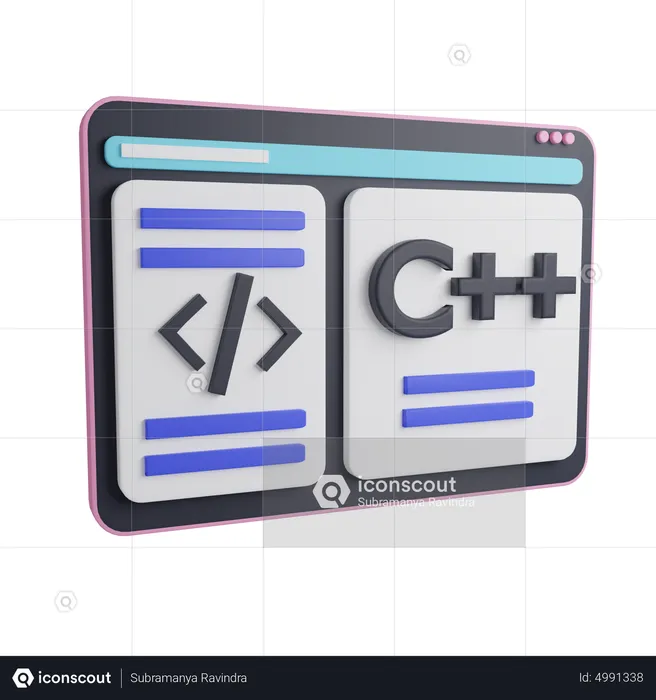 C++ code language  3D Icon