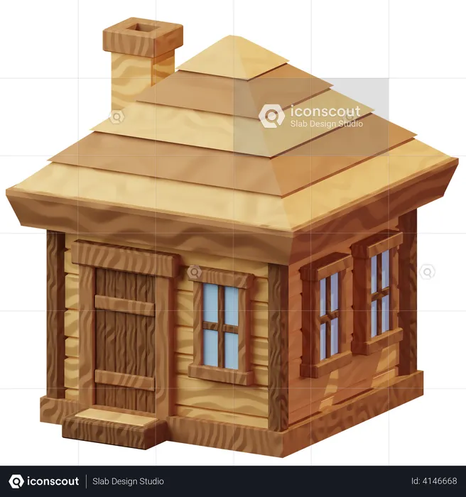 Cabane en bois  3D Icon