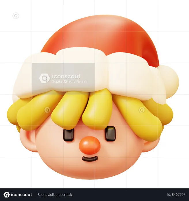 Cabeça de menino de Natal  3D Icon