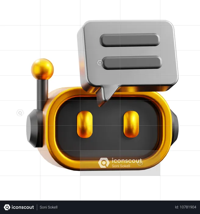 Cabeça de robô com balão de bate-papo  3D Icon