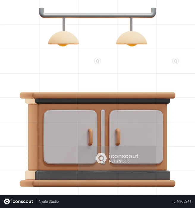 Cabinet And Light  3D Icon