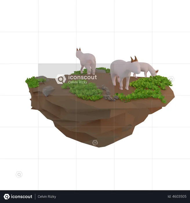 Cabras buscando comida  3D Illustration