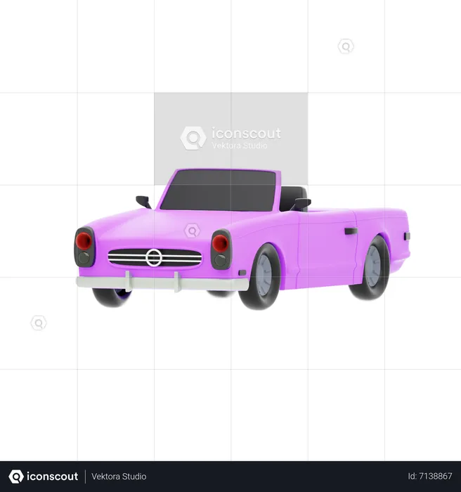 Cabriolet Car  3D Icon