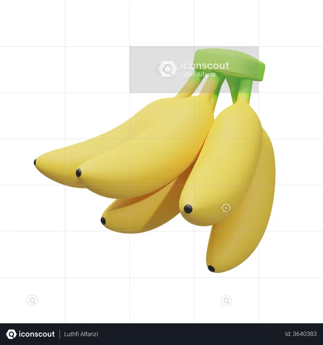 Cacho de banana  3D Illustration