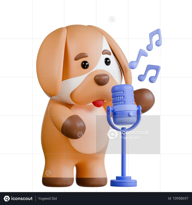 Cachorro com microfone  3D Illustration