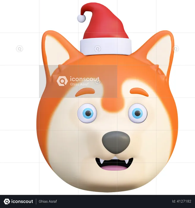 Cachorro usando chapéu de natal Emoji 3D Emoji