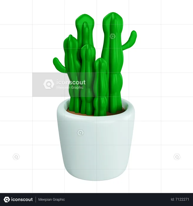 Cacto em um vaso de planta  3D Icon